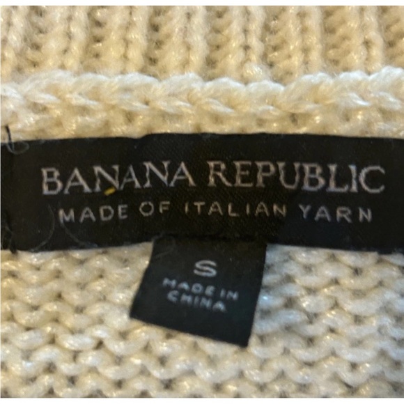 Banana Republic Womens Italian Yarn Sweater Small Ivory Gray Striped Wool Blend - Picture 9 of 9